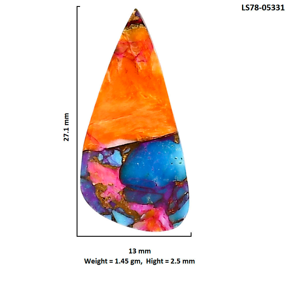 Kingman Orange Dahlia Turquoise 13x27.1x2.5 mm Pear Shape Polished Gemstone LS78-05331