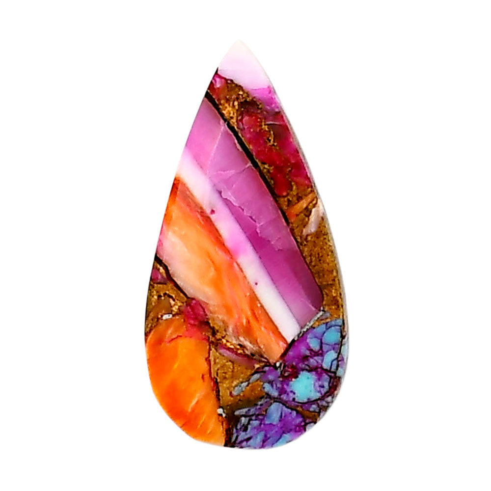 Kingman Orange Dahlia Turquoise 12.8x25.6x3 mm Pear Shape Polished Gemstone LS78-05333
