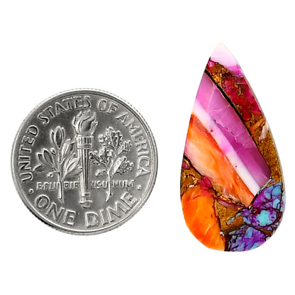 Kingman Orange Dahlia Turquoise 12.8x25.6x3 mm Pear Shape Polished Gemstone LS78-05333