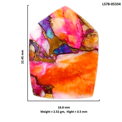 Kingman Orange Dahlia Turquoise 16.8x22.45x3.5 mm Fancy Shape Polished Gemstone LS78-05334