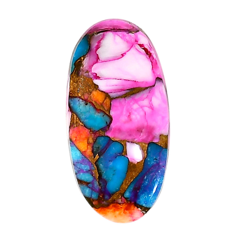 Kingman Orange Dahlia Turquoise 15.5x30.45x4.5 mm Oval Shape Polished Gemstone LS78-05335