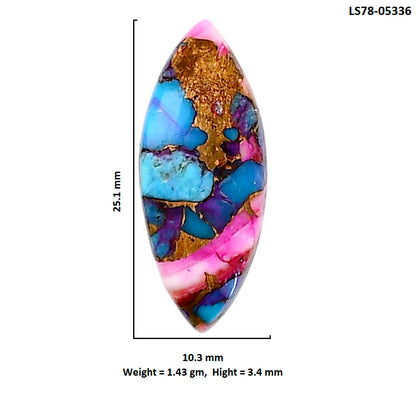 Kingman Orange Dahlia Turquoise 10.3x25.1x3.4 mm Marquise Shape Polished Gemstone LS78-05336