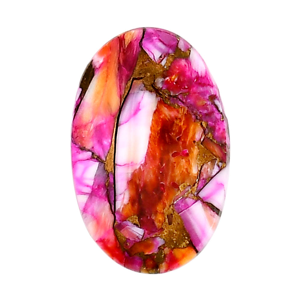 Kingman Orange Dahlia Turquoise 18x27.8x3.2 mm Oval Shape Polished Gemstone LS78-05338