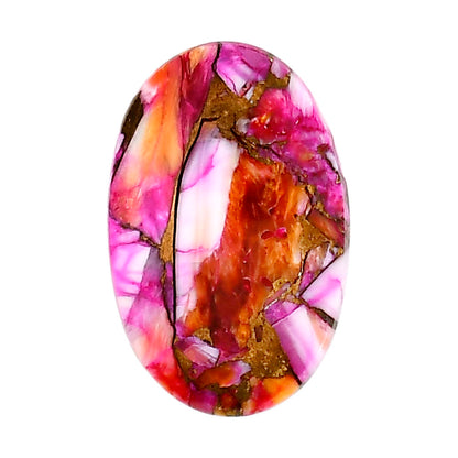 Kingman Orange Dahlia Turquoise 18x27.8x3.2 mm Oval Shape Polished Gemstone LS78-05338