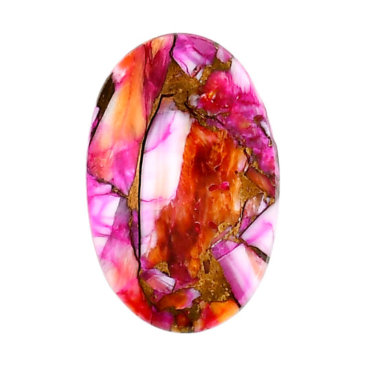 Kingman Orange Dahlia Turquoise 18x27.8x3.2 mm Oval Shape Polished Gemstone LS78-05338