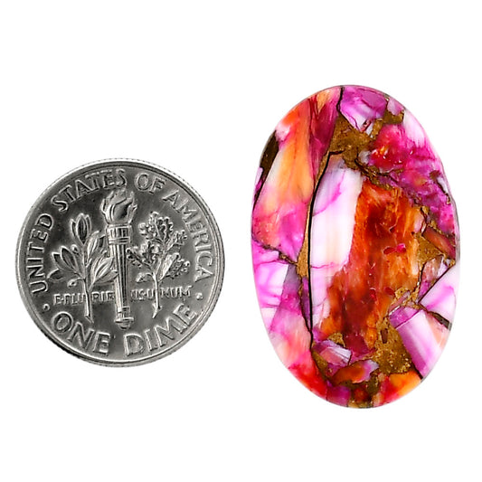Kingman Orange Dahlia Turquoise 18x27.8x3.2 mm Oval Shape Polished Gemstone LS78-05338