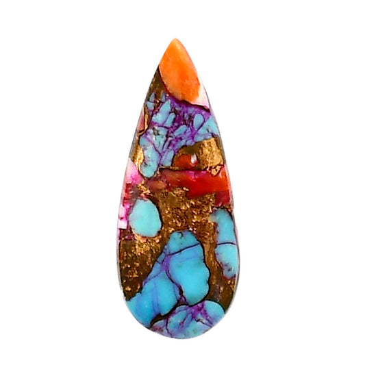 Kingman Orange Dahlia Turquoise 10.5x25.5x3 mm Pear Shape Polished Gemstone LS78-05339