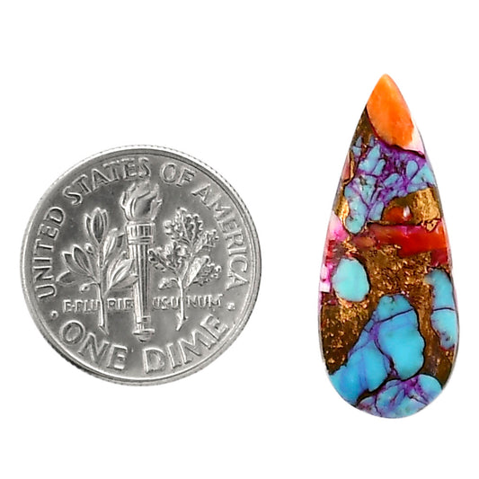 Kingman Orange Dahlia Turquoise 10.5x25.5x3 mm Pear Shape Polished Gemstone LS78-05339