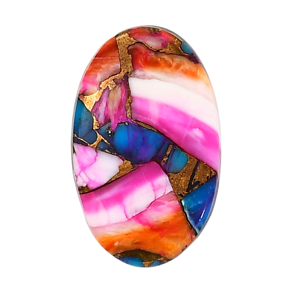 Kingman Orange Dahlia Turquoise 17.3x27.8x4 mm Oval Shape Polished Gemstone LS78-05340