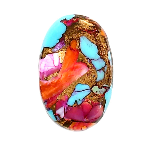 Kingman Orange Dahlia Turquoise 13.3x20.8x4 mm Oval Shape Polished Gemstone LS78-05341