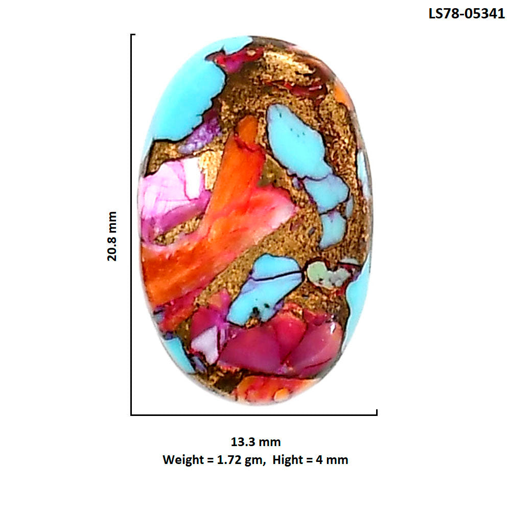 Kingman Orange Dahlia Turquoise 13.3x20.8x4 mm Oval Shape Polished Gemstone LS78-05341