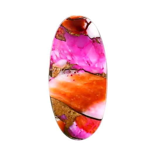 Kingman Orange Dahlia Turquoise 11.7x24.8x3 mm Oval Shape Polished Gemstone LS78-05343