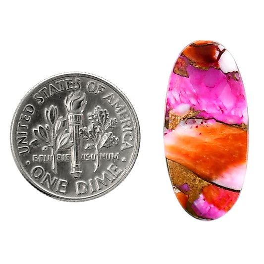 Kingman Orange Dahlia Turquoise 11.7x24.8x3 mm Oval Shape Polished Gemstone LS78-05343