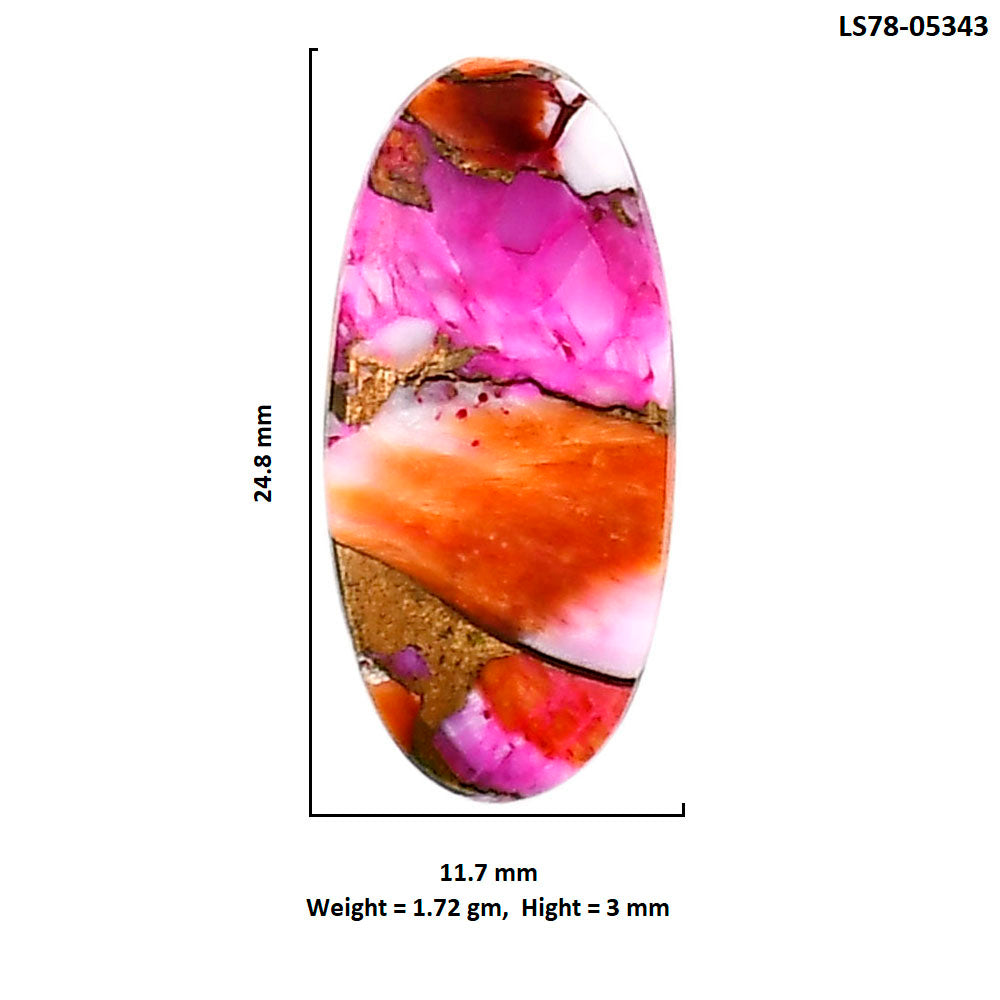 Kingman Orange Dahlia Turquoise 11.7x24.8x3 mm Oval Shape Polished Gemstone LS78-05343