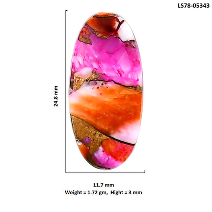 Kingman Orange Dahlia Turquoise 11.7x24.8x3 mm Oval Shape Polished Gemstone LS78-05343