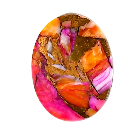 Kingman Orange Dahlia Turquoise 15x20x3 mm Oval Shape Polished Gemstone LS78-05344