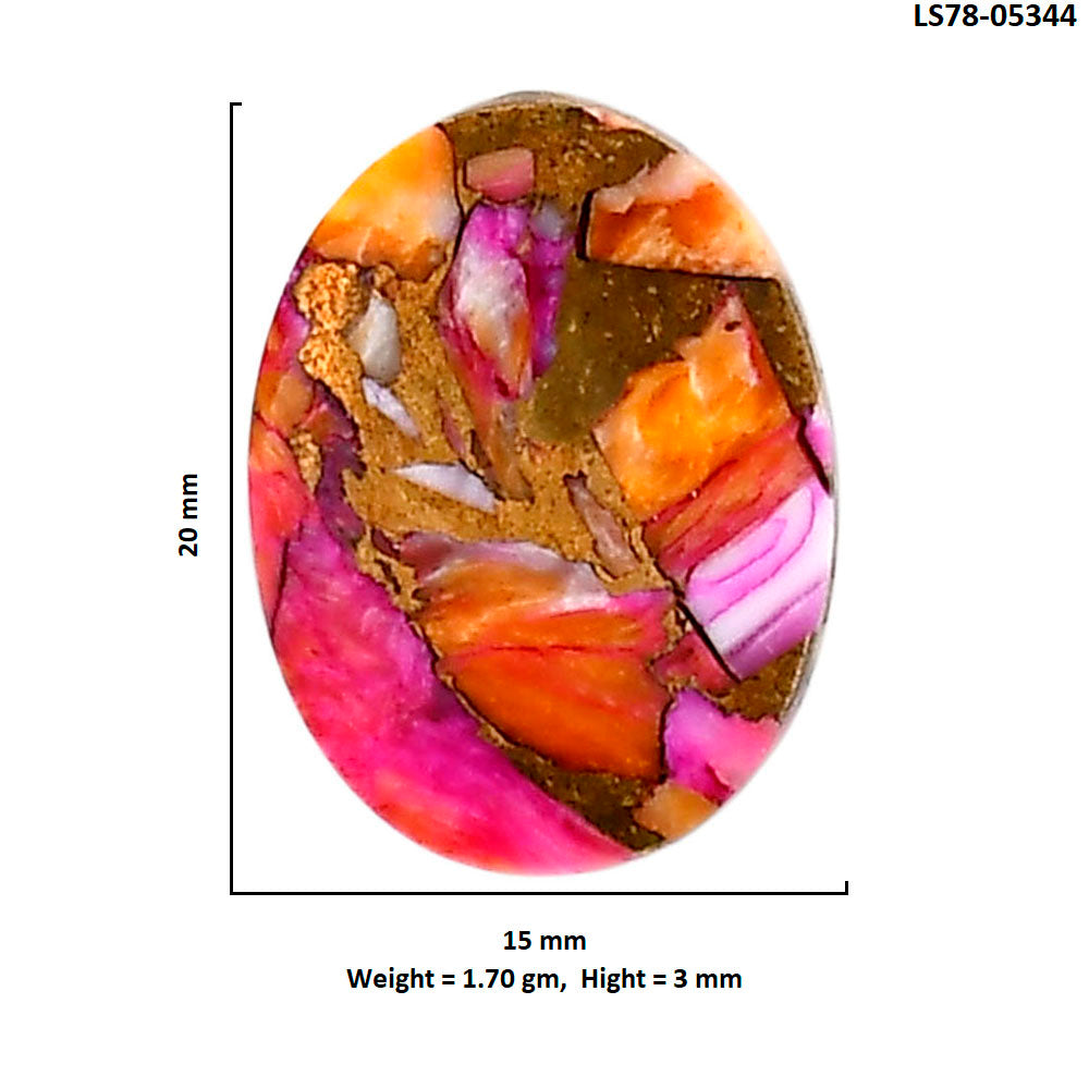 Kingman Orange Dahlia Turquoise 15x20x3 mm Oval Shape Polished Gemstone LS78-05344