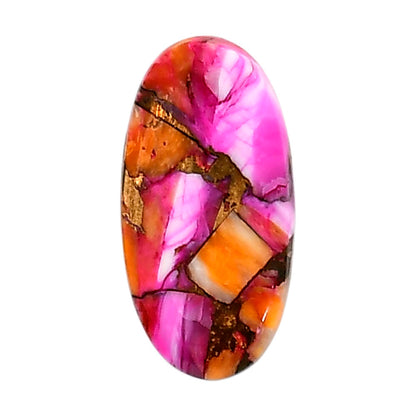 Kingman Orange Dahlia Turquoise 12x23.65x3.7 mm Oval Shape Polished Gemstone LS78-05345
