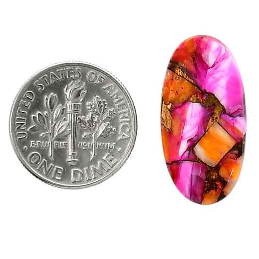Kingman Orange Dahlia Turquoise 12x23.65x3.7 mm Oval Shape Polished Gemstone LS78-05345