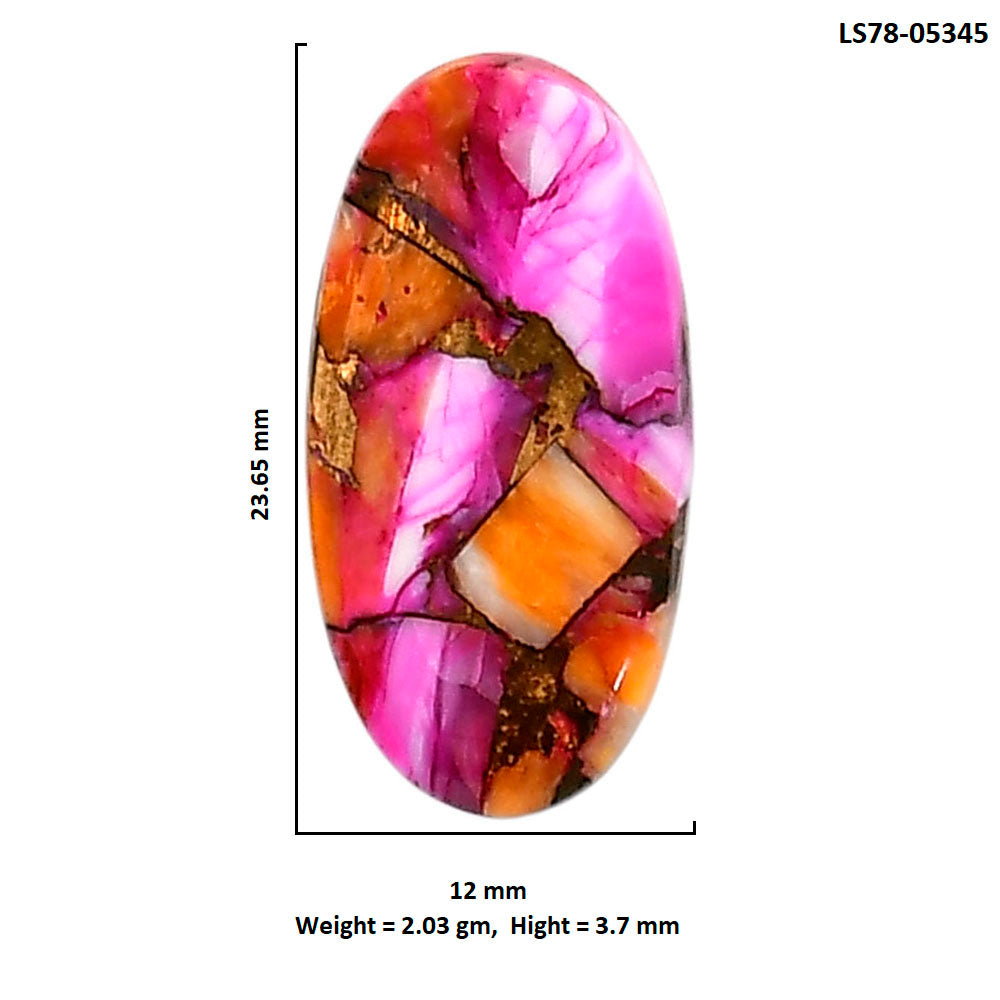 Kingman Orange Dahlia Turquoise 12x23.65x3.7 mm Oval Shape Polished Gemstone LS78-05345