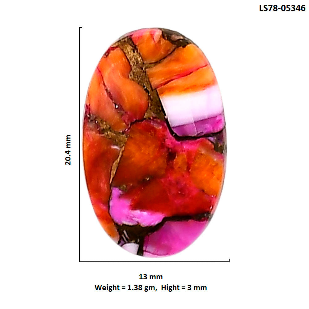 Kingman Orange Dahlia Turquoise 13x20.4x3 mm Oval Shape Polished Gemstone LS78-05346