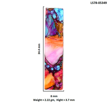 Kingman Orange Dahlia Turquoise 8x34.4x3.7 mm Baguette Shape Polished Gemstone LS78-05349