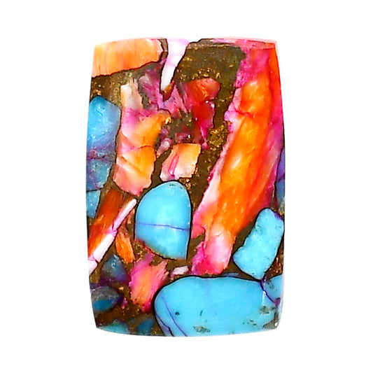 Kingman Orange Dahlia Turquoise 16.2x24x4 mm Baguette Shape Polished Gemstone LS78-05351
