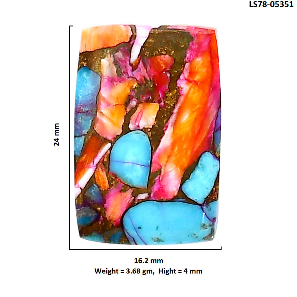 Kingman Orange Dahlia Turquoise 16.2x24x4 mm Baguette Shape Polished Gemstone LS78-05351