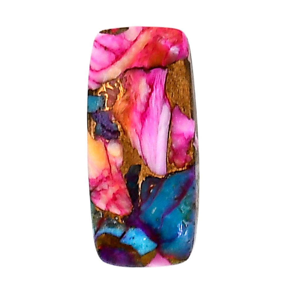 Kingman Orange Dahlia Turquoise 10.8x23.3x4 mm Baguette Shape Polished Gemstone LS78-05353