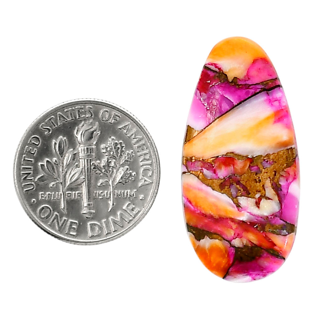 Kingman Orange Dahlia Turquoise 14.5x29.9x3.4 mm Fancy Shape Polished Gemstone LS78-05355