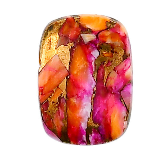 Kingman Orange Dahlia Turquoise 13.3x18.5x3 mm Cushion Shape Polished Gemstone LS78-05359