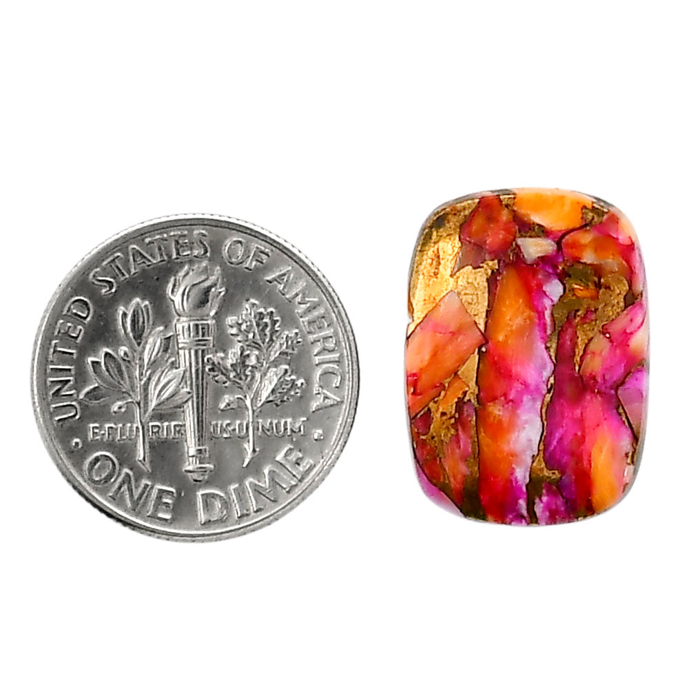 Kingman Orange Dahlia Turquoise 13.3x18.5x3 mm Cushion Shape Polished Gemstone LS78-05359