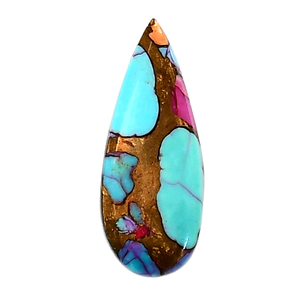 Kingman Orange Dahlia Turquoise 10.3x25.75x3 mm Pear Shape Polished Gemstone LS78-05360