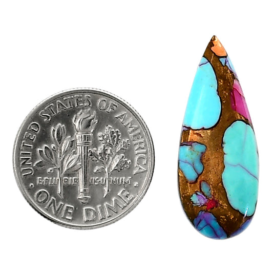 Kingman Orange Dahlia Turquoise 10.3x25.75x3 mm Pear Shape Polished Gemstone LS78-05360