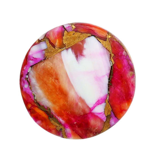 Kingman Orange Dahlia Turquoise 19.7x19.7x5 mm Round Shape Polished Gemstone LS78-06849