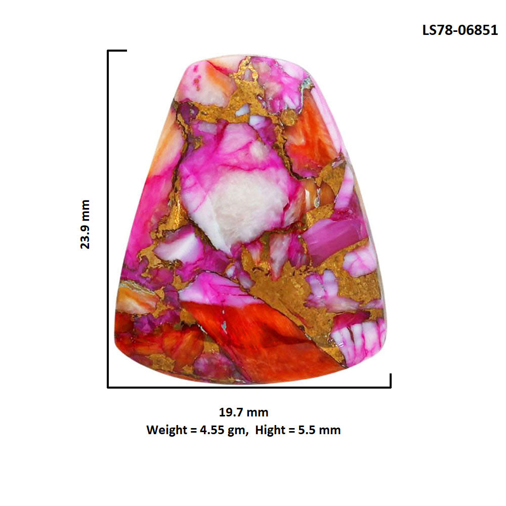 Kingman Orange Dahlia Turquoise 19.7x23.9x5.5 mm Fancy Shape Polished Gemstone LS78-06851