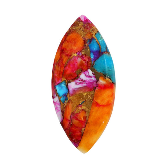 Kingman Orange Dahlia Turquoise 14.7x31.75x3.5 mm Marquise Shape Polished Gemstone LS78-06852