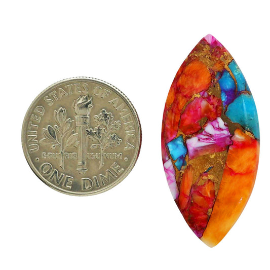 Kingman Orange Dahlia Turquoise 14.7x31.75x3.5 mm Marquise Shape Polished Gemstone LS78-06852