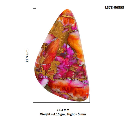 Kingman Orange Dahlia Turquoise 16.3x29.5x5 mm Fancy Shape Polished Gemstone LS78-06853