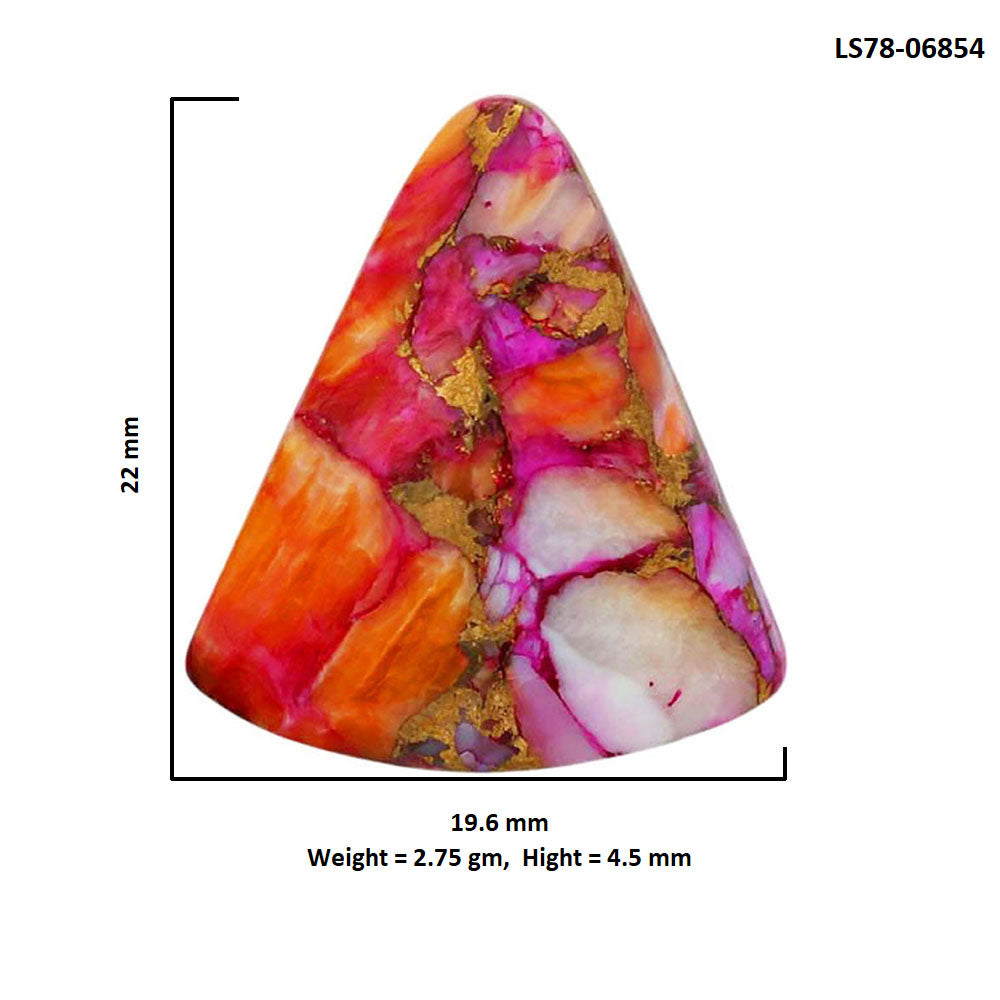 Kingman Orange Dahlia Turquoise 19.6x22x4.5 mm Fancy Shape Polished Gemstone LS78-06854