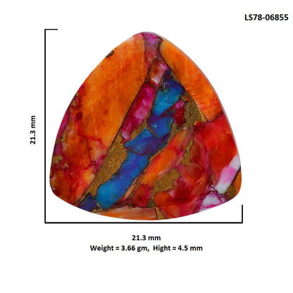 Kingman Orange Dahlia Turquoise 21.3x21.3x4.5 mm Fancy Shape Polished Gemstone LS78-06855