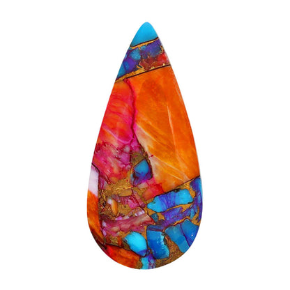 Kingman Orange Dahlia Turquoise 16.1x34x5.5 mm Pear Shape Polished Gemstone LS78-06856