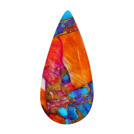 Kingman Orange Dahlia Turquoise 16.1x34x5.5 mm Pear Shape Polished Gemstone LS78-06856