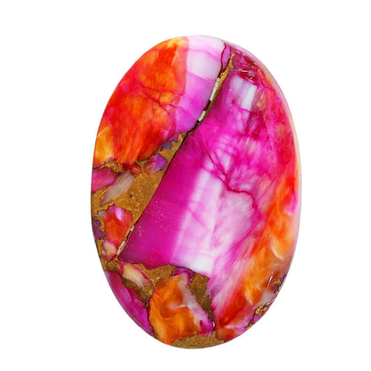 Kingman Orange Dahlia Turquoise 16x23.65x6 mm Oval Shape Polished Gemstone LS78-06858