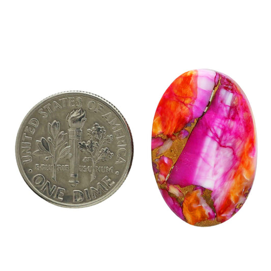 Kingman Orange Dahlia Turquoise 16x23.65x6 mm Oval Shape Polished Gemstone LS78-06858