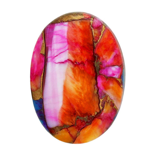 Kingman Orange Dahlia Turquoise 15.9x21.8x5.3 mm Oval Shape Polished Gemstone LS78-06860