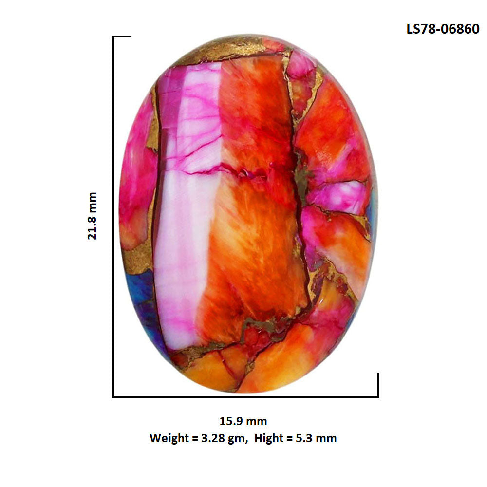 Kingman Orange Dahlia Turquoise 15.9x21.8x5.3 mm Oval Shape Polished Gemstone LS78-06860