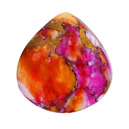 Kingman Orange Dahlia Turquoise 20x21x6.2 mm Heart Shape Polished Gemstone LS78-06861