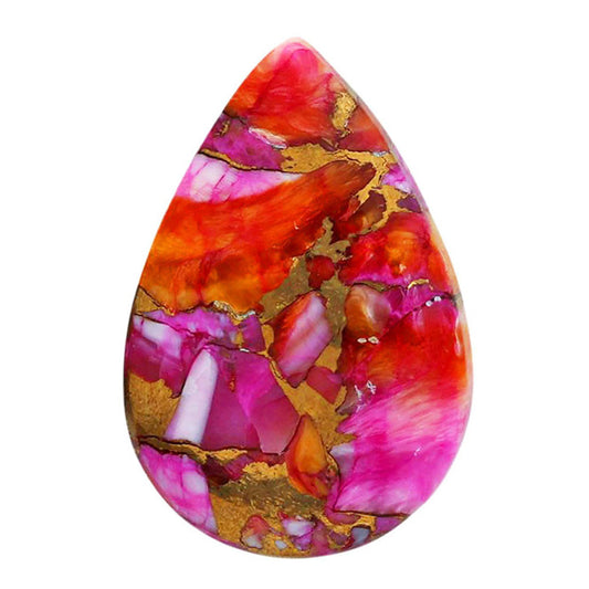 Kingman Orange Dahlia Turquoise 16.5x24.45x5.3 mm Pear Shape Polished Gemstone LS78-06862