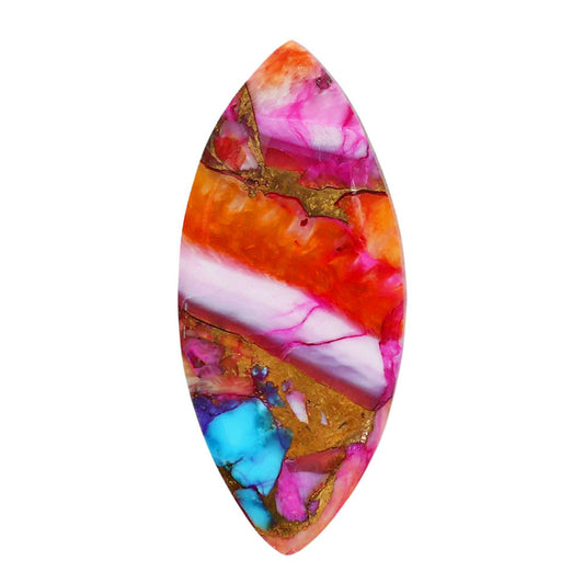 Kingman Orange Dahlia Turquoise 14.5x32.45x3.7 mm Marquise Shape Polished Gemstone LS78-06863